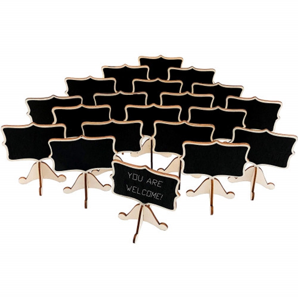 racdde 20 Pcs Wood Mini Chalkboard Signs with Support Easels, Place Cards, Small Rectangle Chalkboards Blackboard for Weddings, Birthday Parties, Table Numbers, Message Board Signs and Event Decorations 