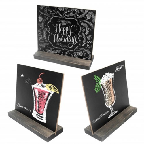 racdde 5 X 6 Inch Mini Tabletop Chalkboard Signs with Vintage Style Wood Base Stands, Set of 3 