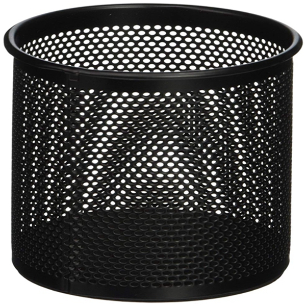 racdde 4.1" Height Metal Pen and Pencil Holder, Oval Shaped, Wired Mesh Design, Durable Metal - Black (B2002BK) 