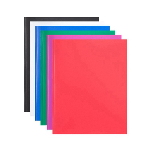 racdde 2 Pocket Letter Size Poly File Portfolio Folder with Three-Prong Fastners - Assorted Colors - 6 Pieces (A2139) 