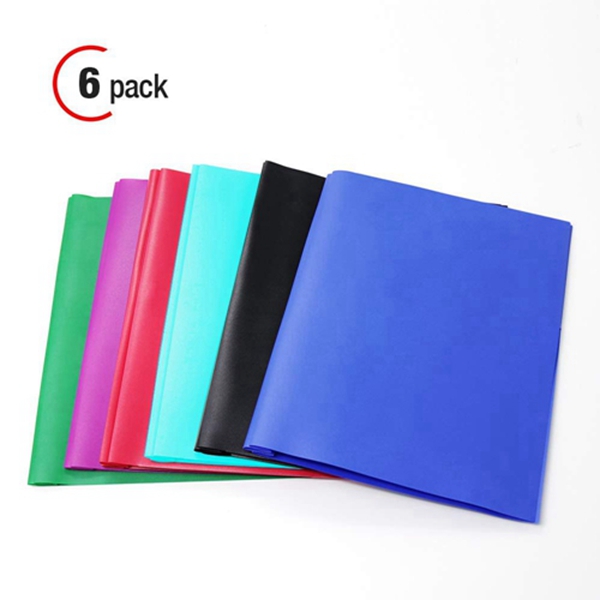 racdde 2-Pocket Letter Size-Folders Poly File Portfolio Folder with 3-Prong Fasteners - 6 Pack (Assorted 6 Color) A2139ASS 