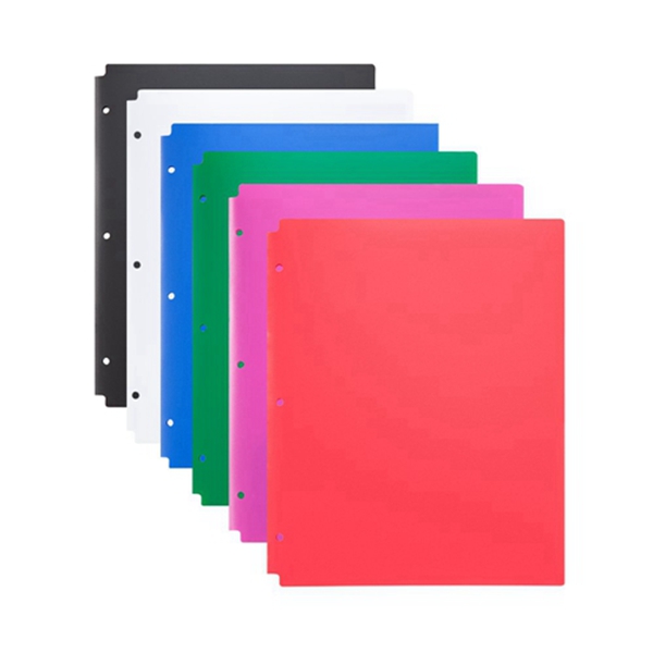 racdde 2 Pocket Letter Size Poly File Portfolio Folder with 3-Hole Punch - 12 Pack (Assorted) A2140 