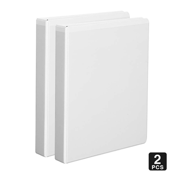 racdde D-Ring-Basic View-Binder, 1-inch 3 Ring Binders Holds 225 Sheets, 2 Pack (A2133-2WH)