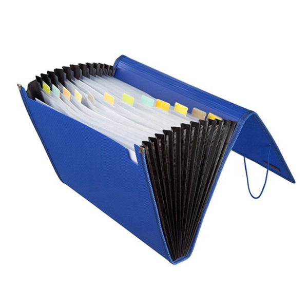 racdde Poly Expanding 13 Pockets File Folder A4/Letter Size with 12 Colors End Tabs (KF4302J-BU)(Blue)
