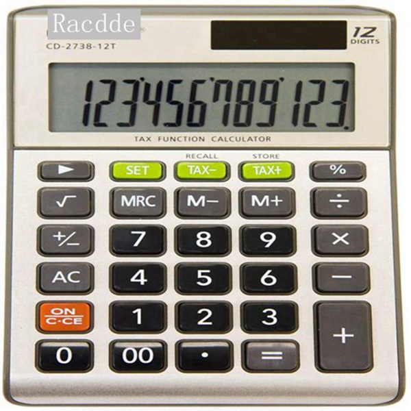 12-Digit Business Calculator – Racdde  CD-2738-12T - Dual-Power - Tax Calculator (Gold) 