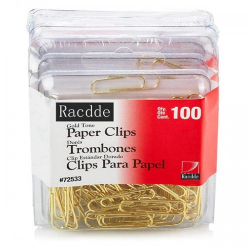 Racdde Gold Tone Clips, Smooth Finish, 2 Size, 100/Box, 4-Pack (400 Clips Total) (A7072554)