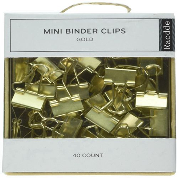 Racdde Mini Binder Clips, Gold, Pack of 40 (763A0624) 