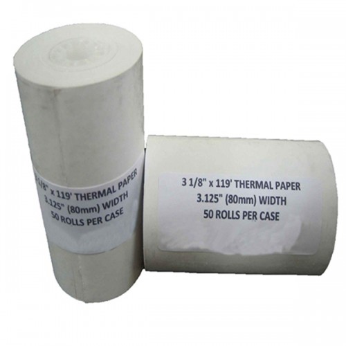 Racdde 3 1/8" x 119' Thermal Paper (50 Rolls), Works for Epson TM-H6000, Epson TM-T80, Epson TM-T85, Epson TM-T88 