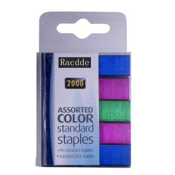 Racdde Color Standard Staples, 2000 in Pack, Assorted Colors (91937) 