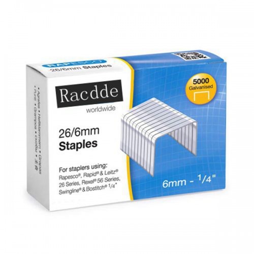 Racdde S11662Z3 Staples, 26/6 mm Galvanized [Box of 5,000] 