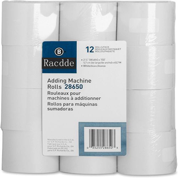 Racdde Receipt Paper 2.25 Inch x 150 Pack of 12 Rolls - White (28650) 