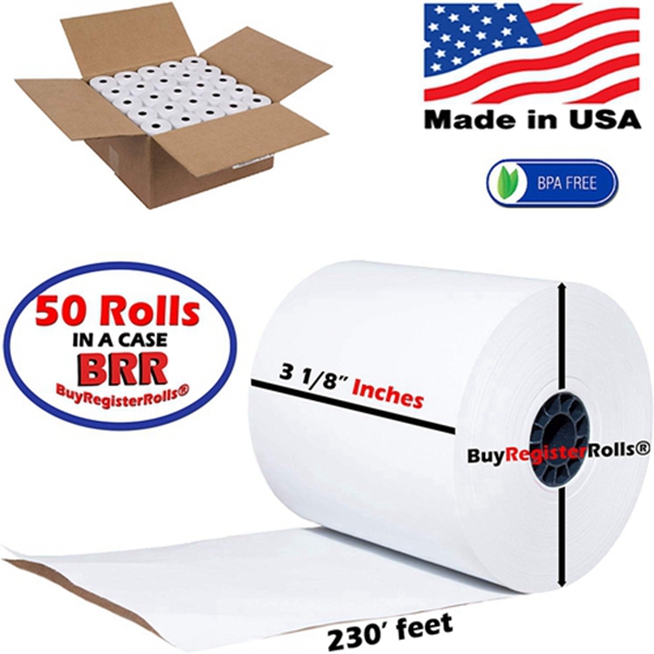 Racdde 3 1/8" x 230' Thermal paper roll 50 pack Cash Register BPA Free