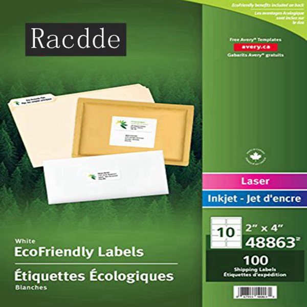 Racdde White EcoFriendly Shipping Labels, 2" x 4", White, Rectangle, 100 Labels, Permament (48863) Made in Canada for the Canadian Market - 67933488633 