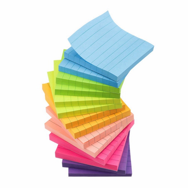 Racdde 7 Bright Color Lined Sticky Notes Self-Stick Notes 3 in x 3 in, 80 Sheets/Pad, 14 Pads/Pack 