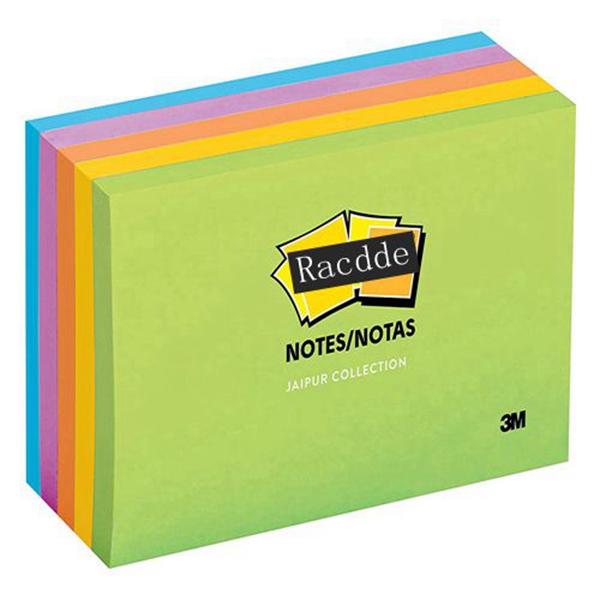 Racdde Notes, Jaipur Colors, America's #1 Favorite Sticky Note, Recyclable, 3 in. x 5 in, 5 Pads/Pack, 100 Sheets/Pad (655-5UC) 