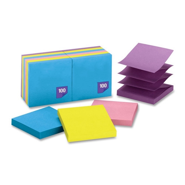 Racdde 3M 6549-PUB Pop-up Notes, 3 x 3 Inches, Assorted Bright Colors, 12 Pack 