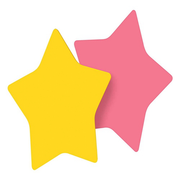 Racdde Notes, Star Shape, Yellow and Pink with pattern, 2.9 in x 2.8 in, 2 Pads, 75 Sheets/Pad (7350-STR) 