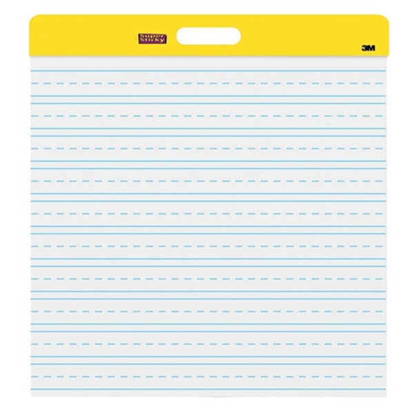 Racdde Super Sticky Wall Easel Pad, 20 x 23 Inches, 20 Sheets/Pad, 2 Pads (566PRL), Portable White Primary Ruled Premium Self Stick Flip Chart Paper, Rolls for Portability, Hangs with Command Strips 