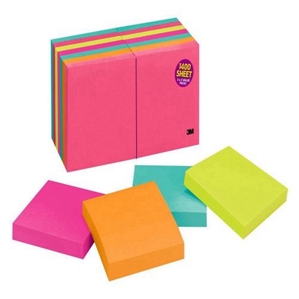 Racdde Notes, America’s #1 Favorite Sticky Note, 3 in x 3 in, Cape Town Collection, 14 Pads/Pack (654-14AN) 