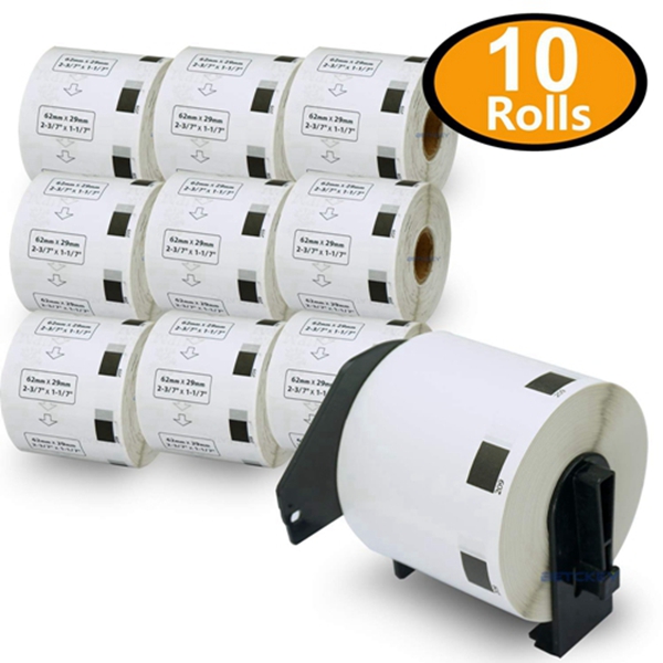Racdde 10 Rolls Compatible Brother DK-1209 Small Address/Barcode Labels 1-1/7" x 2-3/7" [8000 Labels + 2 Refillable Cartridge Frame] 