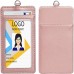 Racdde Leather ID Badge Holder, Vertical PU Leather ID Badge Holder with 1 Clear ID Window & 1 Credit Card Slot and a Detachable Neck Lanyard (Rose Gold) 