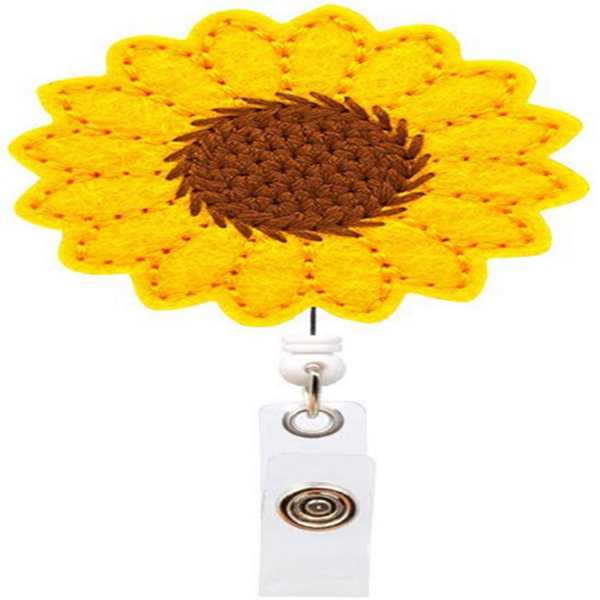 Racdde Sunflower Badge Reel Holder, Accurate Stitching, Reinforced Strap, Easy Retracting, Alligator Clip, Perfect Gifts for Women 