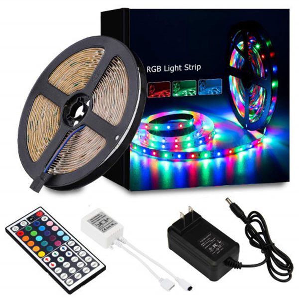 Racdde 5M/16.4 Ft SMD 3528 RGB 300 LED Color Changing Kit with Flexible Strip Light+44 Key IR Remote Control+ Power Supply 