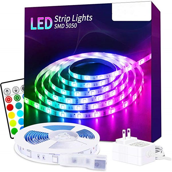 Racdde LED Strip Lights, 16.4ft RGB LED Lights 5050 LEDs Color Changing Lights with Remote and 12V Power Supply, LED Light Strip Mood Light for Home Kitchen Deck for Larger Size TV 70-100in 