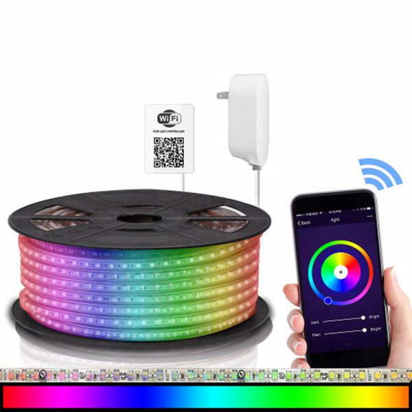 Racdde LED Strip Lights Works with Alexa Maxonar Wifi LED Light Strip Kit with RGB Multicolor Waterproof IP65 Strip Light Wireless Smart Phone Controlled DIY Kit Works Amazon echo Google Home (16.4 Ft) 