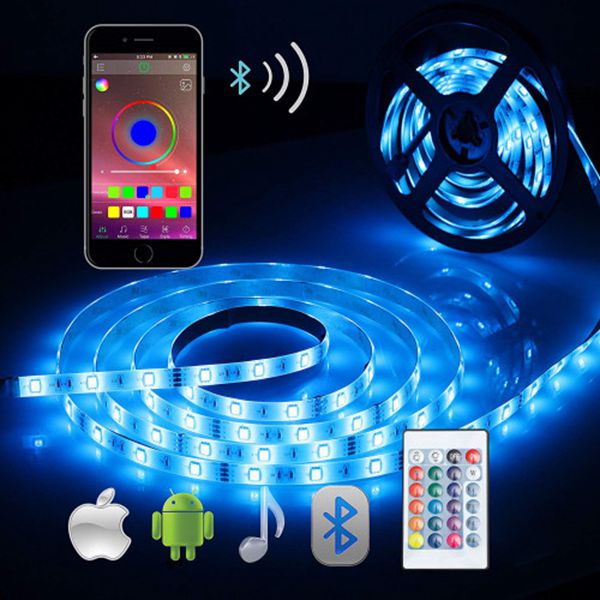 Racdde LED LIGHT Bluetooth LED Strip Lights, 5050 16.4 ft/5 Meter 150 LED Stripes Lights Smart-Phone Controlled Waterproof RGB LED Band  Light for Home&Outdoor Decoration 