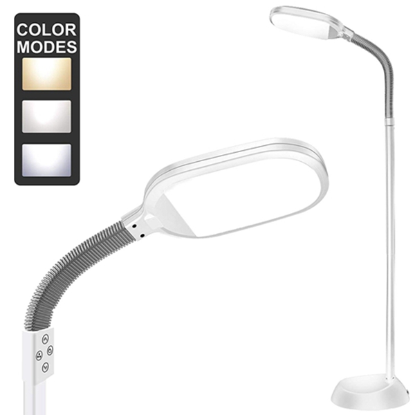 Floor Lamp, Racdde Dimmable LED Floor Light with Color Adjustable with Touch Switch - LED Floor Lamps for Living Room - Standing Lamp with Gooseneck for Sewing Bedroom - Slim Pole lamp White 