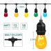 Racdde Color Outdoor String Lights 48FT with Colorful Edison Vintage Bulbs - UL Listed Heavy-Duty Decorative Café Patio Lights ， Market Porch Lights 