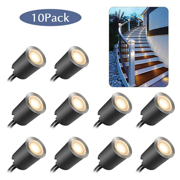 Recessed LED Deck Light Kits with Protecting Shell φ32mm,10Pack Racdde In Ground Outdoor LED Landscape Lighting IP67 Waterproof, 12V Low Voltage for Garden,Yard Steps,Stair,Patio,Floor,Kitchen Decoration 