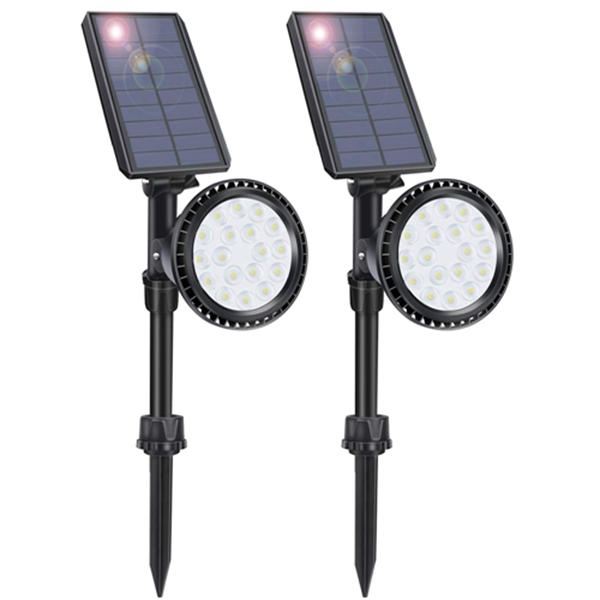 Racdde Solar Landscape Lights, 18 LED Solar Spotlights Outdoor Waterproof Solar Spot Lights Outdoor Dusk to Dawn for Trees House Yard Garden Driveway Flag Pole Pool Walkway 2 Pack (Cold White) 