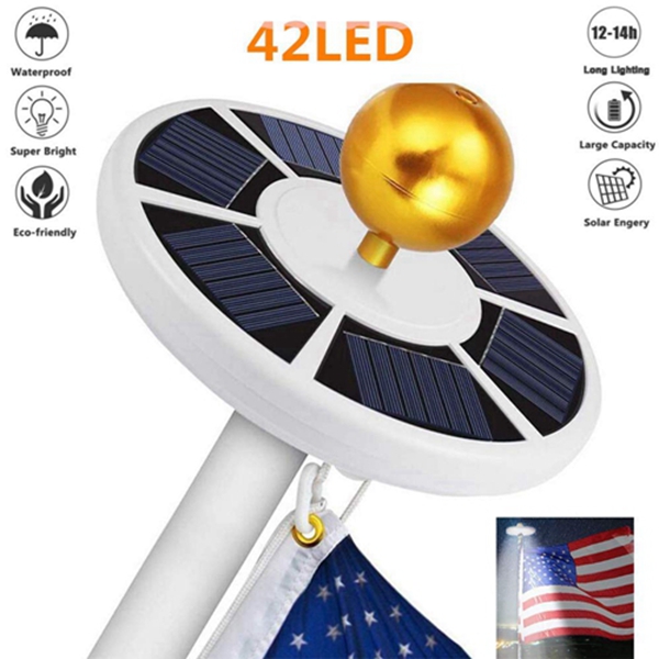 Racdde Solar Flag Pole Lights 42 LED New Generation IP65 Waterproof Flag Pole Lights Solar Powered for Most 15 to 25 Ft Dusk to Dawn Auto On/Off Night Lighting, for Flagpole Lights, Camping 