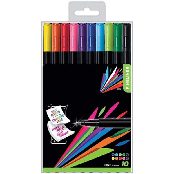 Racdde Color Collection by Intensity Fineliner, 0.4mm, Assorted Colors, 10-Count 