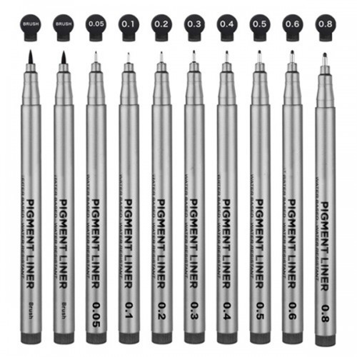 Racdde Precision Black Micro-Liner Fineliner Ink Pens - Waterproof Archival Ink Fine Point Micro Pen, Multiliner - Sketching, Anime, Illustration, Technical Drawing, Office Documents&Scrapbooking, 10Pcs/Set 