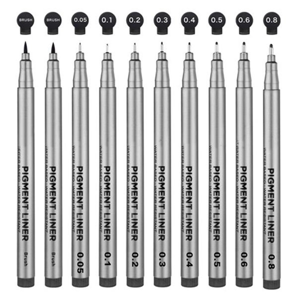 Racdde Precision Black Micro-Liner Fineliner Ink Pens - Waterproof Archival Ink Fine Point Micro Pen, Multiliner - Sketching, Anime, Illustration, Technical Drawing, Office Documents&Scrapbooking, 10Pcs/Set 