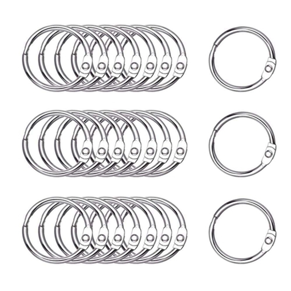 Racdde 100 Pack Loose Leaf Book Rings Silver 35mm/1.38inch Metal Binder Rings Key Rings Nickel Plated Hinged O-Ring 