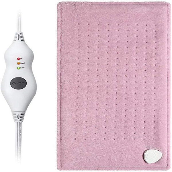 Racdde Heating Pad Electric Heat Wrap Therapy, 12" X 24" King Size Heating Blanket for Back, Abdomen, Cramps, Stiff Joint, Legs, Pain Relief, 3 Heat Levels, Dry/Moist Heating Pad with Auto Shut Off - Pink 
