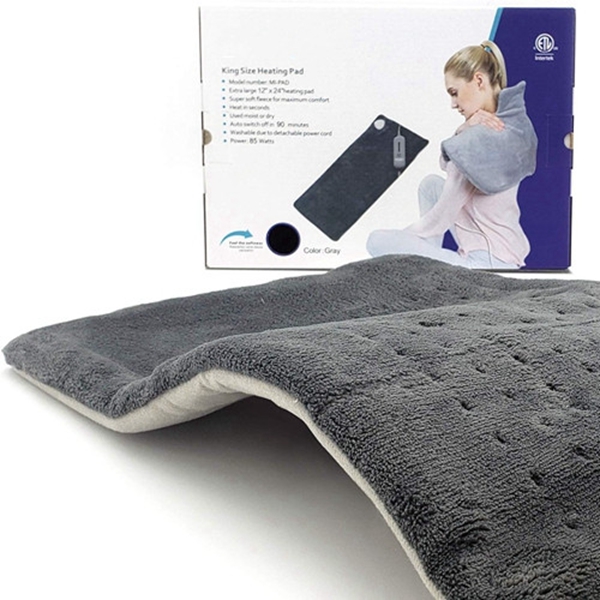 Racdde King Size Large Heating Pad, 90 Minutes Auto Off for Back Pain, Temperature Settings, Super Soft Micro Plush, Moist or Dry Therapeutic Option, 12" x 24"