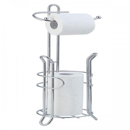 Racdde Bathroom Toilet Tissue Paper Roll Storage Holder Stand with Reserve, The Reserve Area Has Enough Space To Store Mega Rolls; Chrome Finish (Chrome)