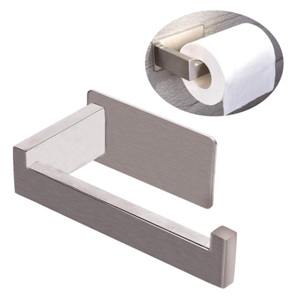 Racdde Adhesive Toilet Paper Holder, Brushed Nickel Toilet Paper Holder, Stainless Steel Bathroom Toilet Paper Holder, Bathroom Toilet Paper Holder for Bathroom & Kitchen, Square 