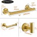 Racdde 3-Pieces Brushed Gold Bathroom Hardware Set Stainless Steel Round Wall Mounted - Includes 12" Hand Towel Bar,Toilet Paper Holder,Robe Towel Hooks,Bathroom Accessories Kit 