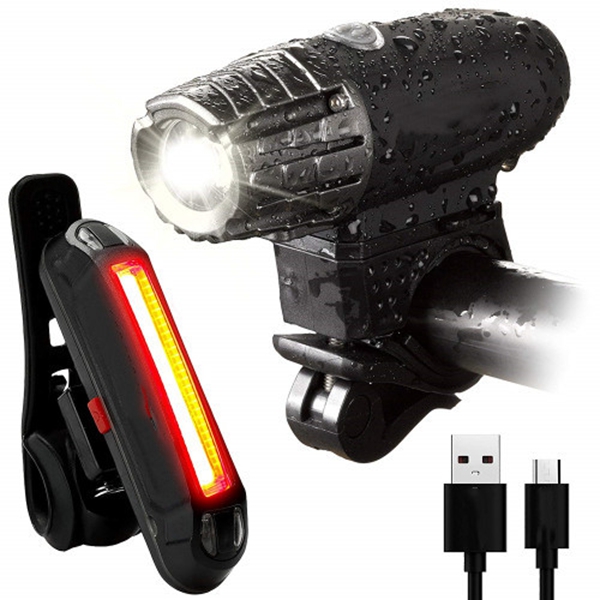 Racdde USB Rechargeable Bike Light Set- Super Bright 400 Lumens Bike Headlight +120 Lumens, LED High Brightness Bike TAIL LIGHT. Easy Installation & WATER-RESISTANT LED Bike Lights For Safe Cycling At Night