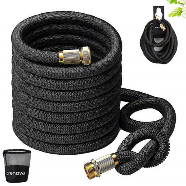 Racdde Garden Hose,50 Feet Upgraded Expandable Water Pipe with Double Latex Core,3/4 inch Solid Brass Connectors,Easy Dry Storage Bag and Durable Holder-Not Include Hose NozzleCrenova