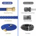 Racdde Expandable Garden Hose,Flexible Garden Hose 50 ft,Water Hoses Expandable with 3/4" Solid Brass Fittings 3-layer Latex Compact Hose with on/off Valve Lightweight Hoses Easy Storage Blue 