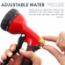  Racdde Heavy-Duty Metal Garden Hose Nozzle - Water Hose Nozzle with 8 Adjustable Watering Patterns