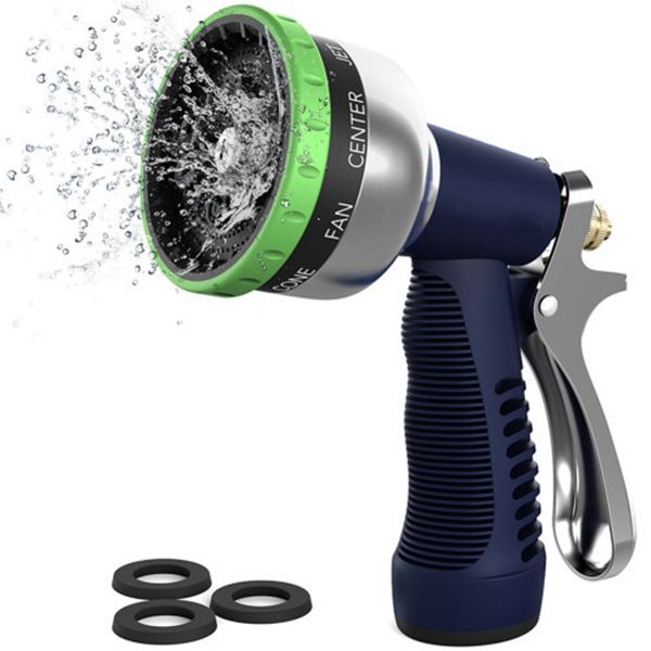 Racdde Garden Hose Nozzle Spray Nozzle Heavy Duty Metal Hand Hose Sprayer High Pressure with 9 Adjustable Patterns for Watering Plants, Cleaning, Car Wash and Showering Dog & Pets