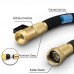 Racdde Lightweight Expandable Solid Brass Valve Connector Garden Hose with 10 Pattern Spray Nozzle - 100FT Black